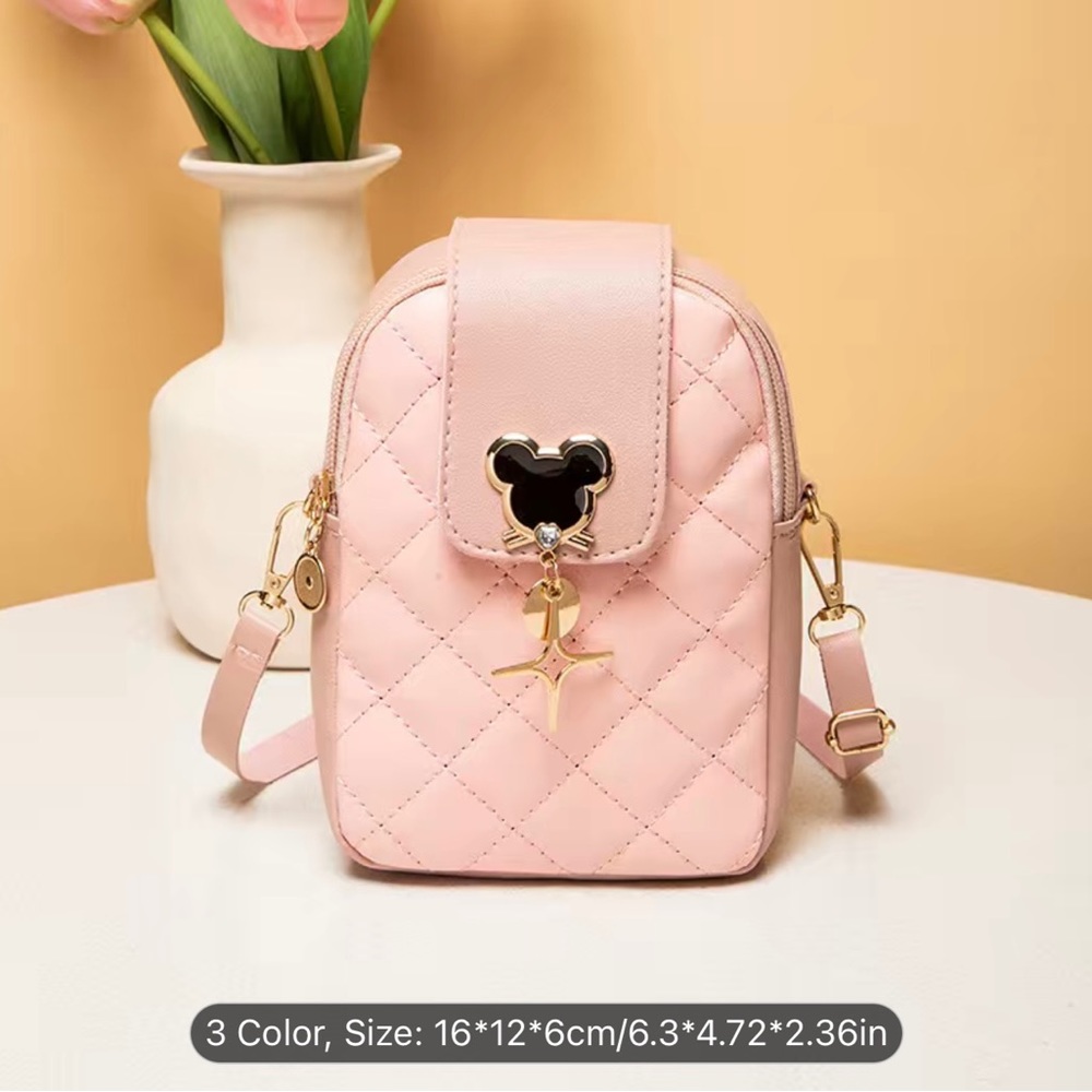Girls mini mouse quilted shoulder bag pink